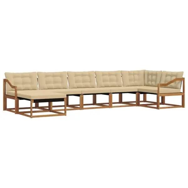 vidaXL Utomhussoffset med kudde 7 pcs Naturlig och Beige Billig
