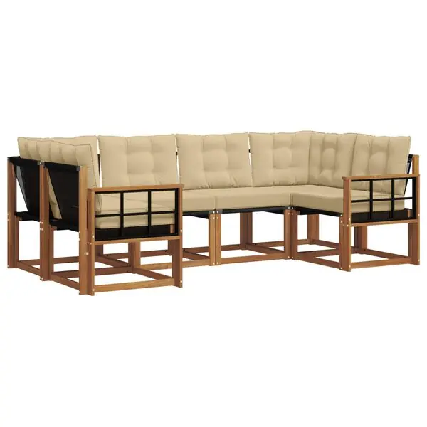 vidaXL Utomhussoffset med kudde 6 pcs Naturlig och Beige Lågt pris