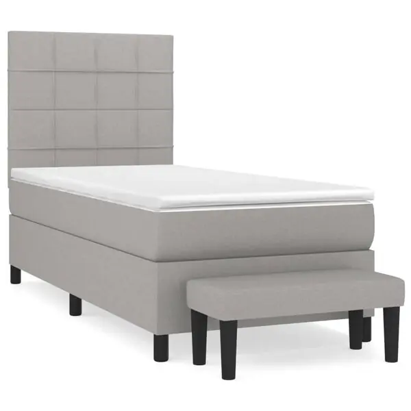vidaXL Ramsäng med madrass ljusgrå 100x200 cm tyg Expressleverans
