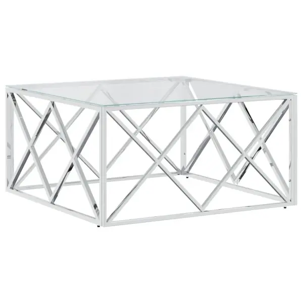 vidaXL Soffbord 80x80x40 cm rostfritt stål och glas Utförsäljning