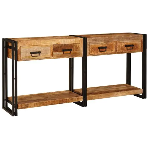 Nedsatt pris vidaXL Konsolbord med låda 2 pcs Flerfärgsdesign 161 x 33 x 75 cm