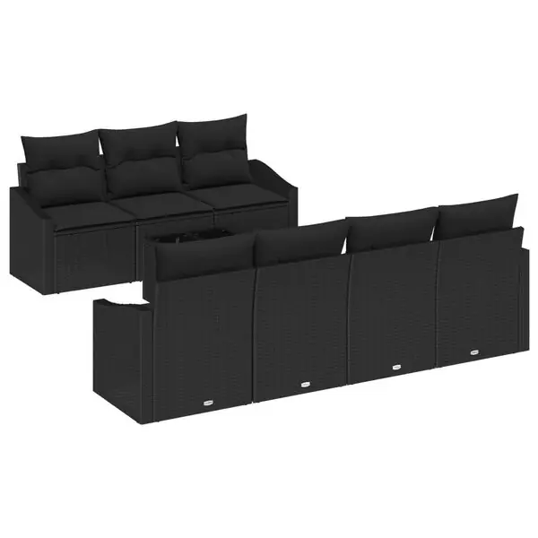 Billigare vidaXL Soffset med kudde med lagring 8 pcs Svart konstrotting