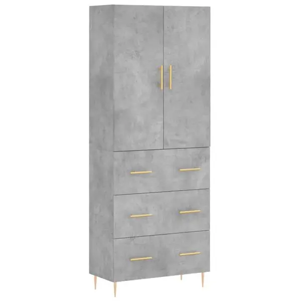 vidaXL Högskåp betonggrå 69,5x34x180 cm konstruerat trä I lager