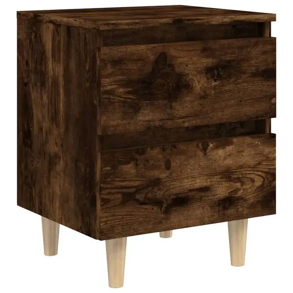 Trygg betalning vidaXL Sängbord med ben i massivt trä 2 st rökfärgad ek 40x35x50 cm