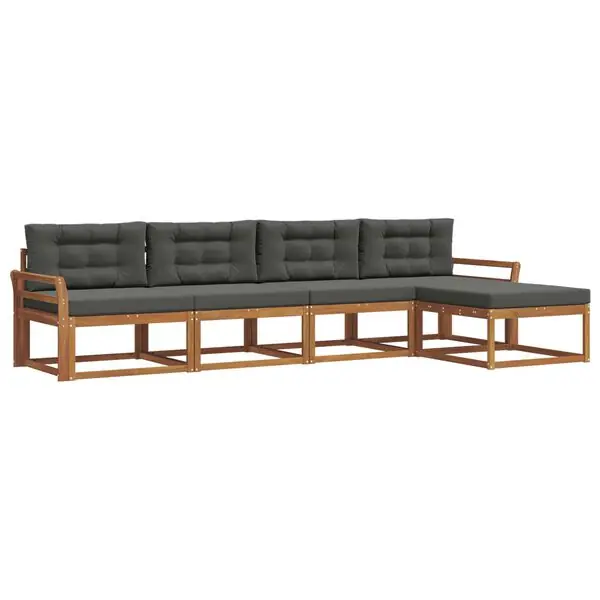 vidaXL Utomhussoffset med kudde 5 pcs Naturlig och Antracit Trygg betalning
