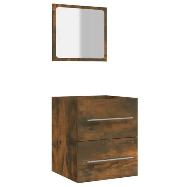 vidaXL Badrumsskåp med spegel rökfärgad ek 41x38,5x48 cm Premium