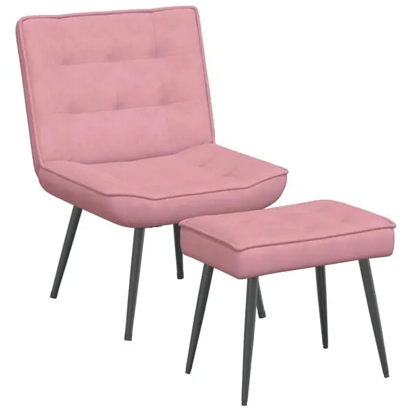 vidaXL Vilstol med fotpall rosa sammet I lager