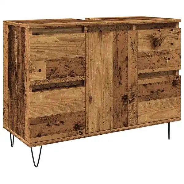 vidaXL Badrumsskåp gammalt trä 80x33x60 cm konstruerat trä Säker betalning