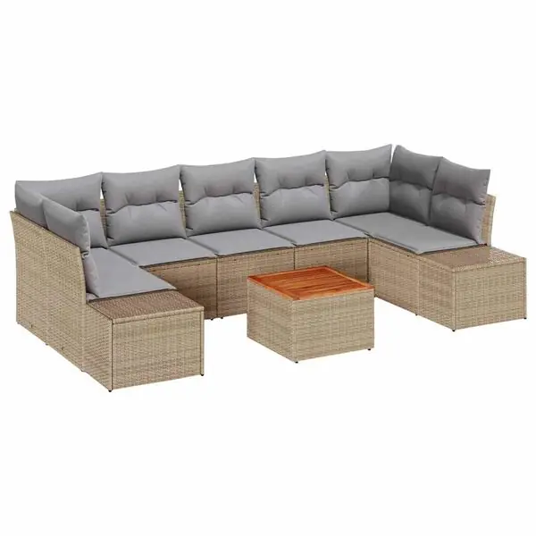 Populär vidaXL Trädgårdsoffset 8 pcs Beige och Ljusgrå konstrotting