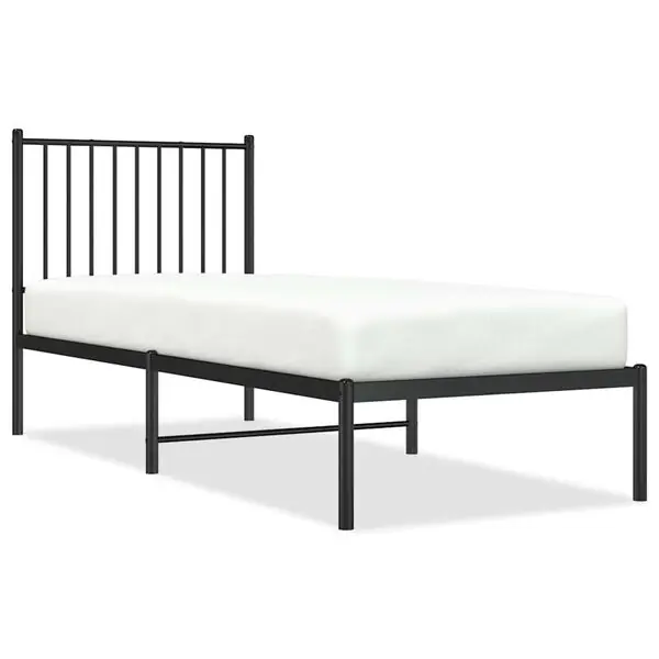 vidaXL Sängram med huvudgavel metall svart 75x190 cm Bästa pris