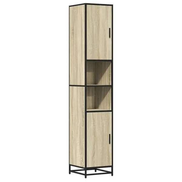 Kundfavorit vidaXL Badrumsskåp sonoma-ek 35x37,5x188,5 cm konstruerat trä & metall
