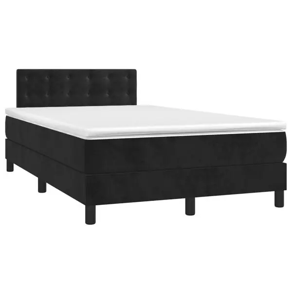 vidaXL Ramsäng med madrass svart 120x190 cm sammet Endast denna vecka