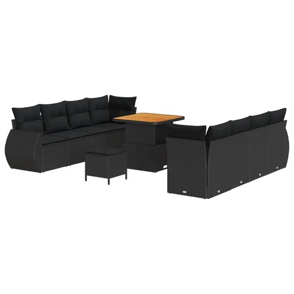 Populär vidaXL Trädgårdsoffset med kudde med lagring 11 pcs Svart konstrotting