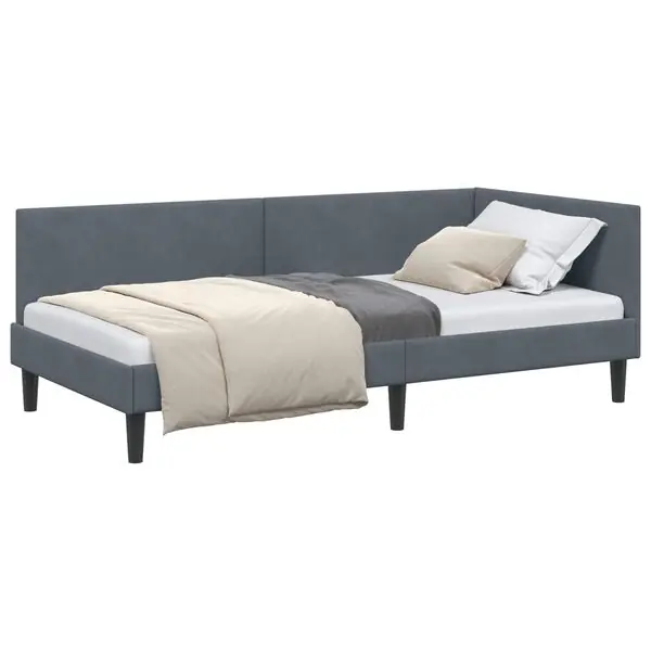 Begränsat erbjudande vidaXL Hörn Sängram med huvudgavel Mörkgrå 80 cm x 200 cm Sammet