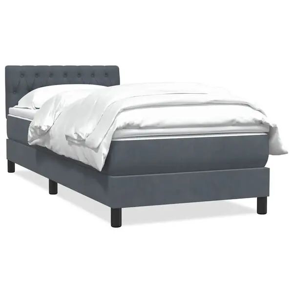 Rea vidaXL Ramsäng med madrass mörkgrå 80x210 cm sammet