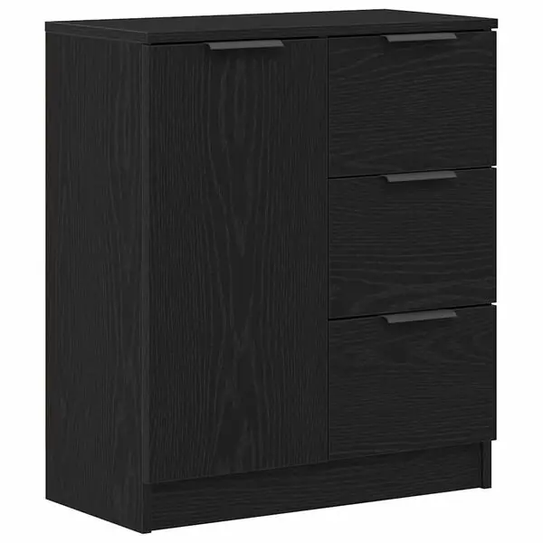 Rabatt vidaXL Sideboard med låda Svart Ek 60 x 30 x 70 cm Konstruerat trä