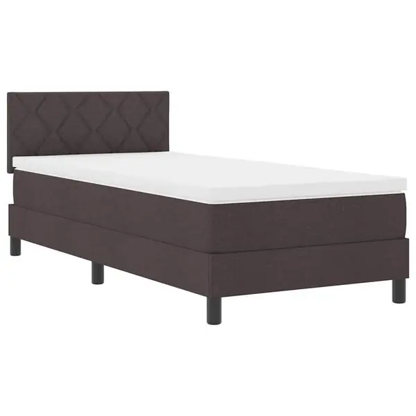 Snabb leverans vidaXL Bäddfjäder med madrass med led Mörkbrun 90 x 190 cm tyg