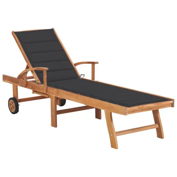 Populärt val vidaXL Solsäng med antracit dyna massiv teak