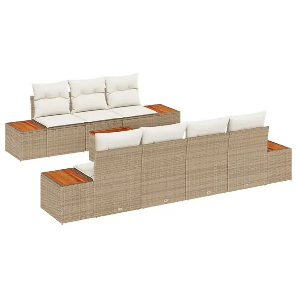 Rea vidaXL Trädgårdsoffset med lagring 8 pcs Beige Poly rattan