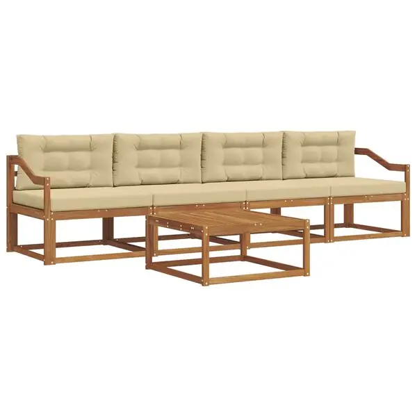 Snabb frakt vidaXL Utomhussoffset med kudde 5 pcs Naturlig och Beige