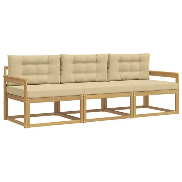vidaXL Utomhussoffset med kudde 3 pcs Vit och Beige Polyester Begränsat erbjudande