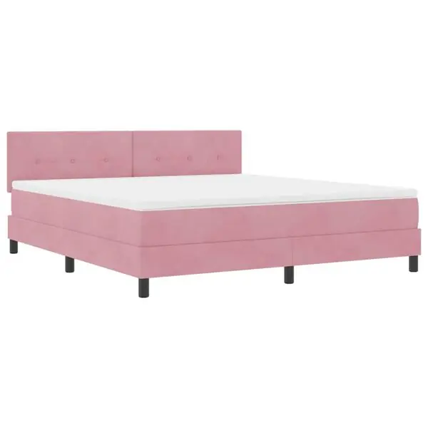 Snabb leverans vidaXL LED Box Säng med madrass med led Rosa 180 x 200 cm Sammet