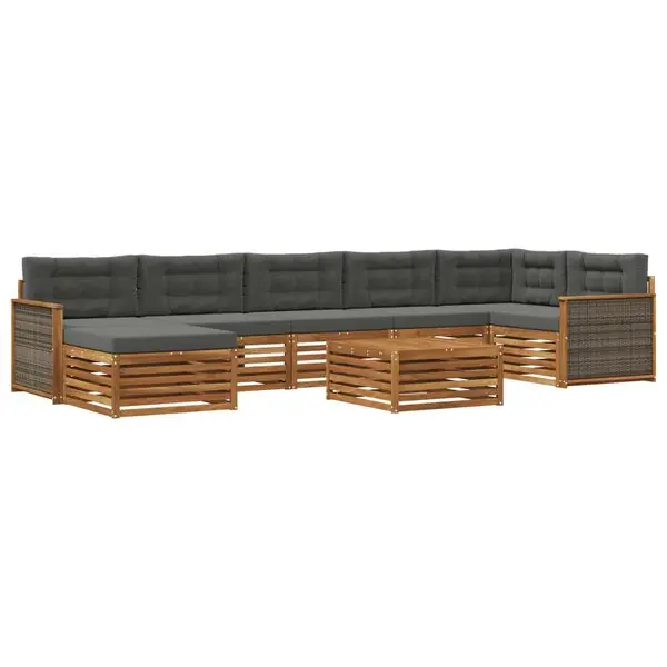 Rea vidaXL Utomhussoffset med kudde 8 pcs Naturlig och Antracit
