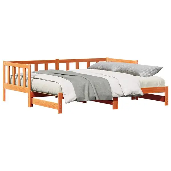 Köp nu vidaXL Utdragbar Dagbädd Vaxbrun 193.5 x 184 x 66 cm Massiv furu