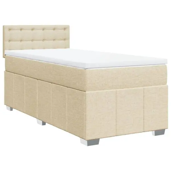 Premium vidaXL Ramsäng med madrass gräddvit 80x200 cm tyg
