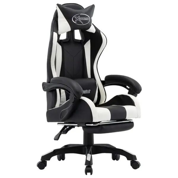 Kampanj vidaXL Gamingstol med fotstöd vit och svart konstläder