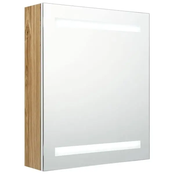 vidaXL Badrumsspegel LED vit och ek 50x14x60 cm I lager