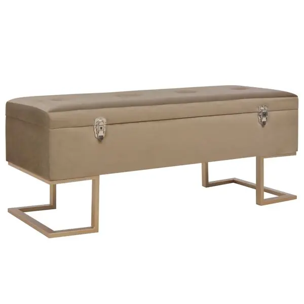 vidaXL Bänk med förvaringsutrymme 105 cm beige sammet Billig