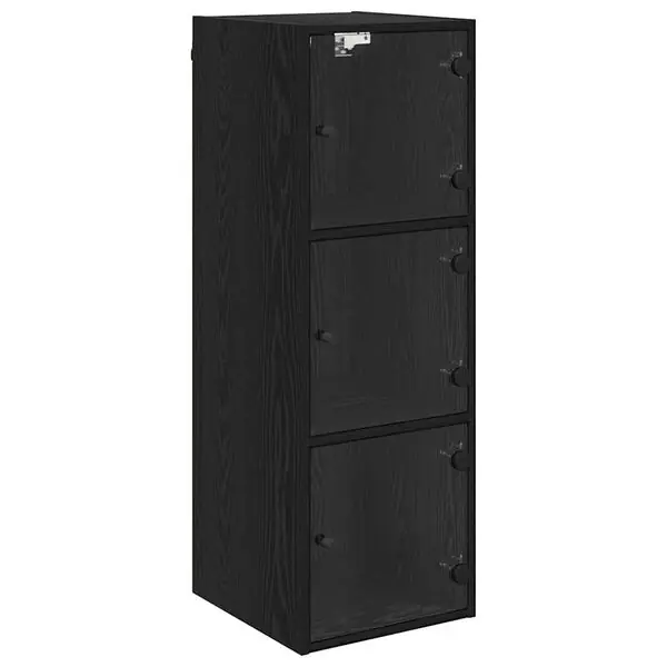 vidaXL Väggskåp Väggmonterad Svart Ek 35 x 37 x 102 cm Konstruerat trä Premium
