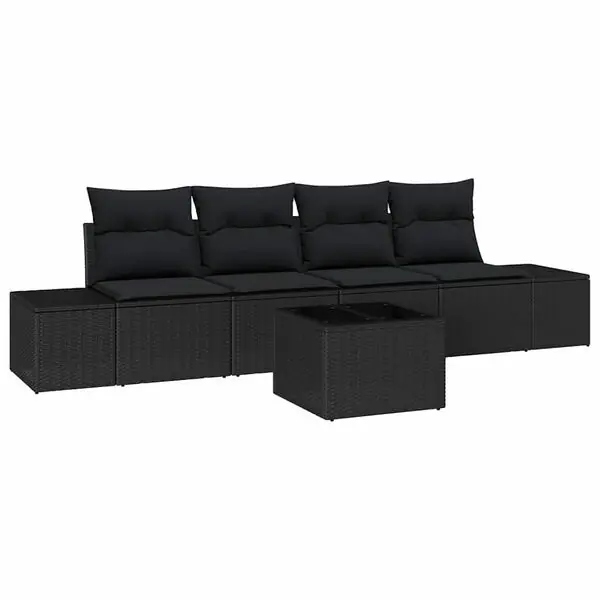 Sänkt pris vidaXL Soffset med kudde med kudde 5 pcs Svart konstrotting