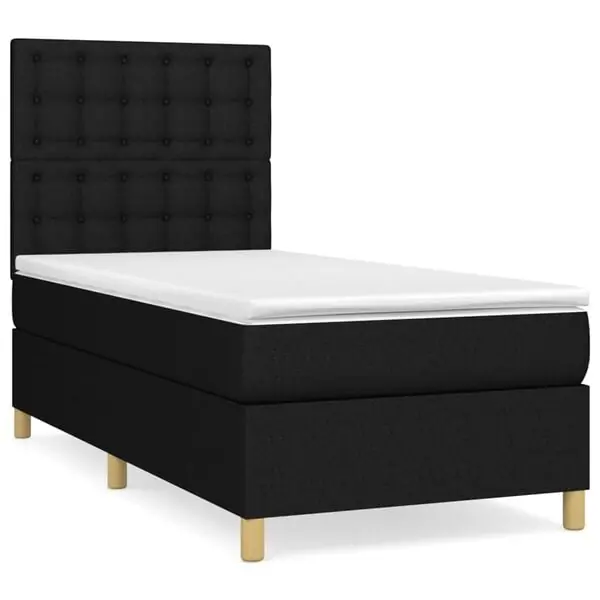 vidaXL Ramsäng med madrass svart 80x200 cm tyg Populär
