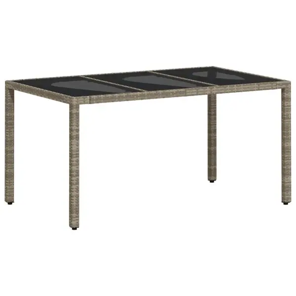 vidaXL Trädgårdsbord med glasskiva ljusgrå 150x90x75 cm konstrotting Kampanjpris