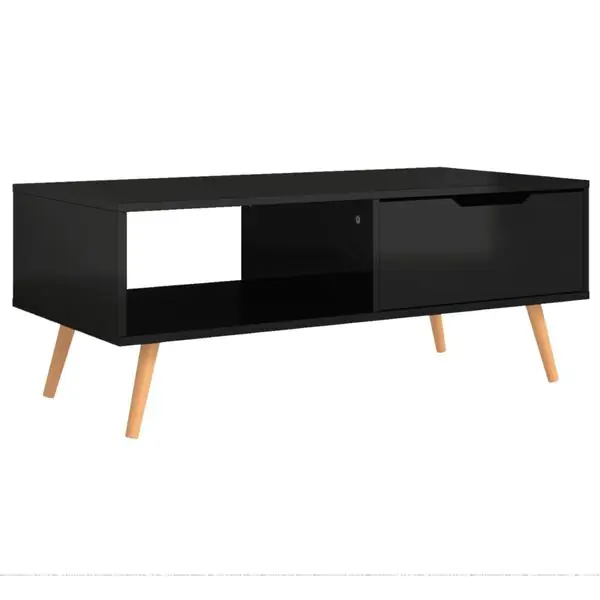 vidaXL Soffbord svart högglansig 100x49,5x43 cm konstruerat trä Nedsatt pris