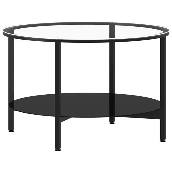 vidaXL Soffbord svart och transparent 70 cm härdat glas Begränsat antal