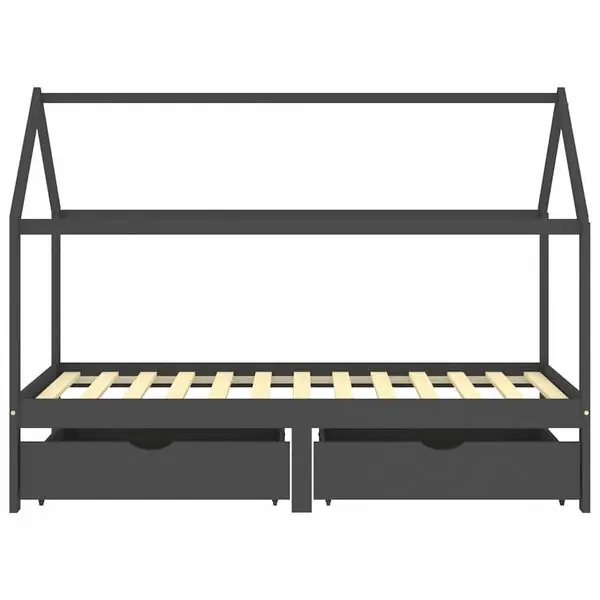 Endast idag vidaXL Barnsäng med låda mörkgrå massiv furu 90x200 cm