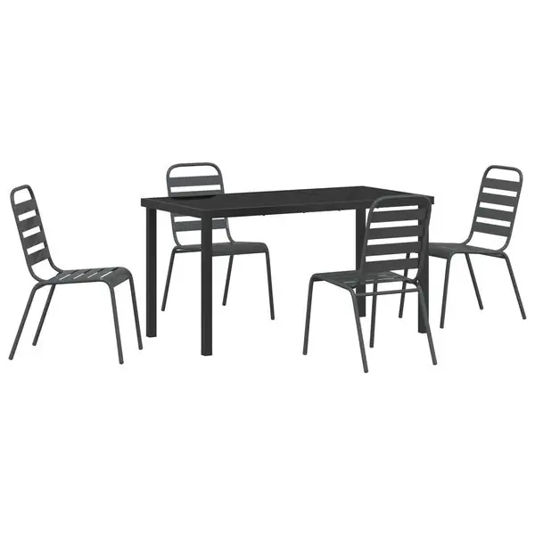 Sista chansen vidaXL Trädgårdsmöbelset 5 pcs Antracit Pulverlackerat stål