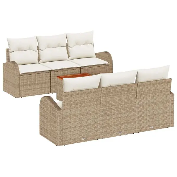 vidaXL Trädgårdsoffset 7 pcs Beige och gräddfärgad konstrotting Fri frakt