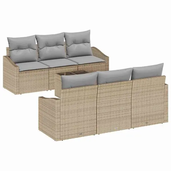 Fynd vidaXL Soffset med kudde med lagring 7 pcs Beige och Grå konstrotting