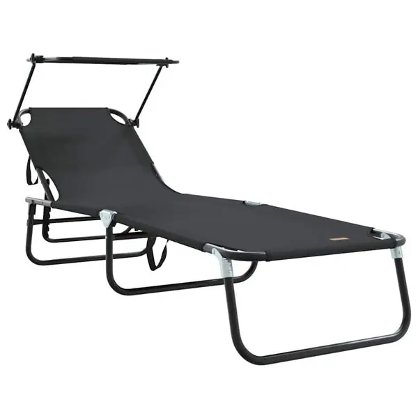 vidaXL Hopfällbar solstol Svart 190 x 57 x 81 cm oxford Rabatter