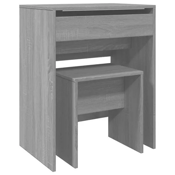 vidaXL Sminkbord med pall grå sonoma 60x40x113,5 cm I lager
