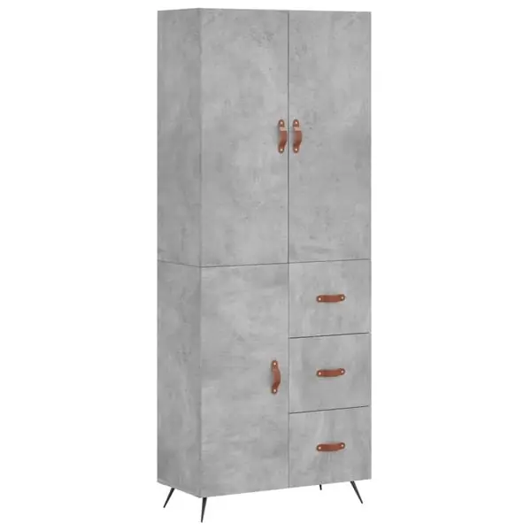 vidaXL Högskåp betonggrå 69,5x34x180 cm konstruerat trä Fynd