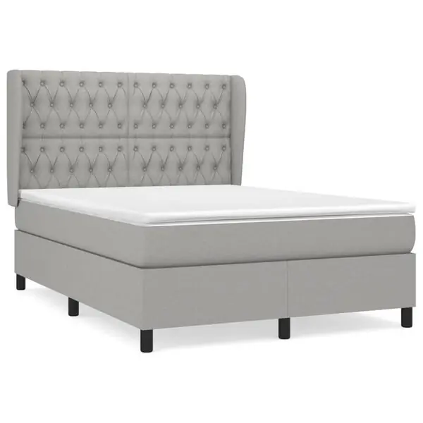 vidaXL Ramsäng med madrass ljusgrå 140x190 cm tyg risnedsättning