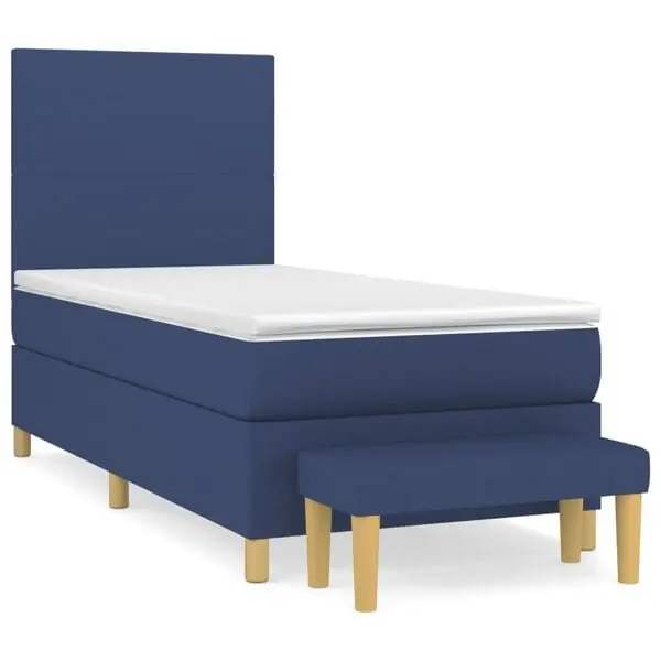 Handla nu vidaXL Ramsäng med madrass blå 90x190 cm tyg