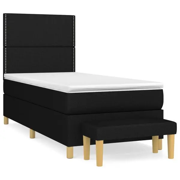 vidaXL Ramsäng med madrass svart 100x200 cm tyg Nyhet