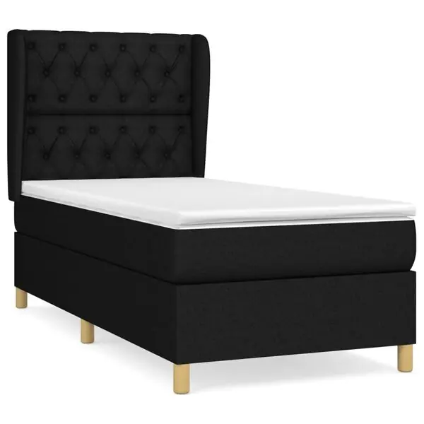 vidaXL Ramsäng med madrass svart 80x200 cm tyg Billig