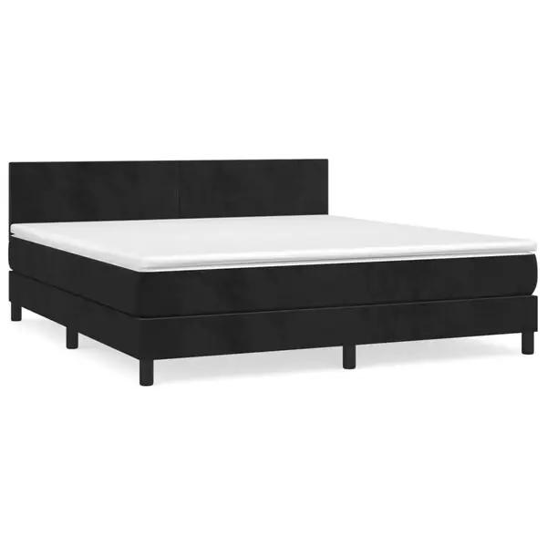 vidaXL Ramsäng med madrass svart 180x200 cm sammet Lägg i varukorgen